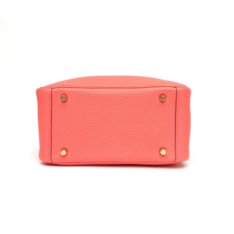 HERMES LindyMini0E德州玫瑰TC皮Y刻金扣肩背包-4