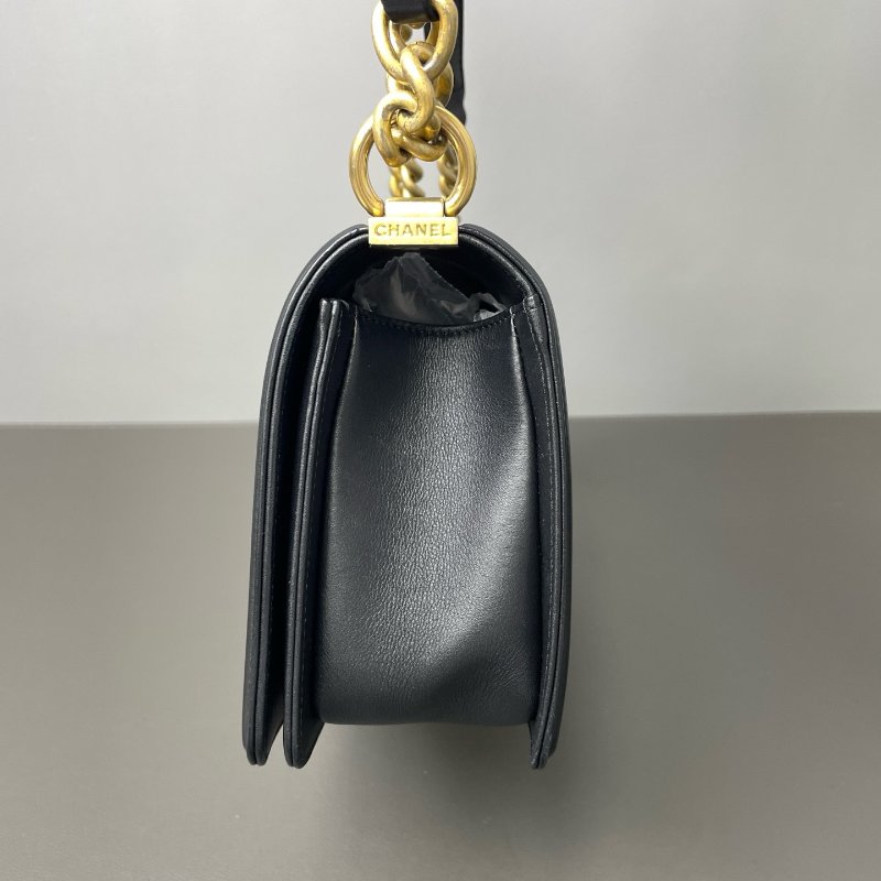 香奈兒/Chanel Leboy 金扣菱格紋簡約經典 小牛皮 肩背斜背包-2