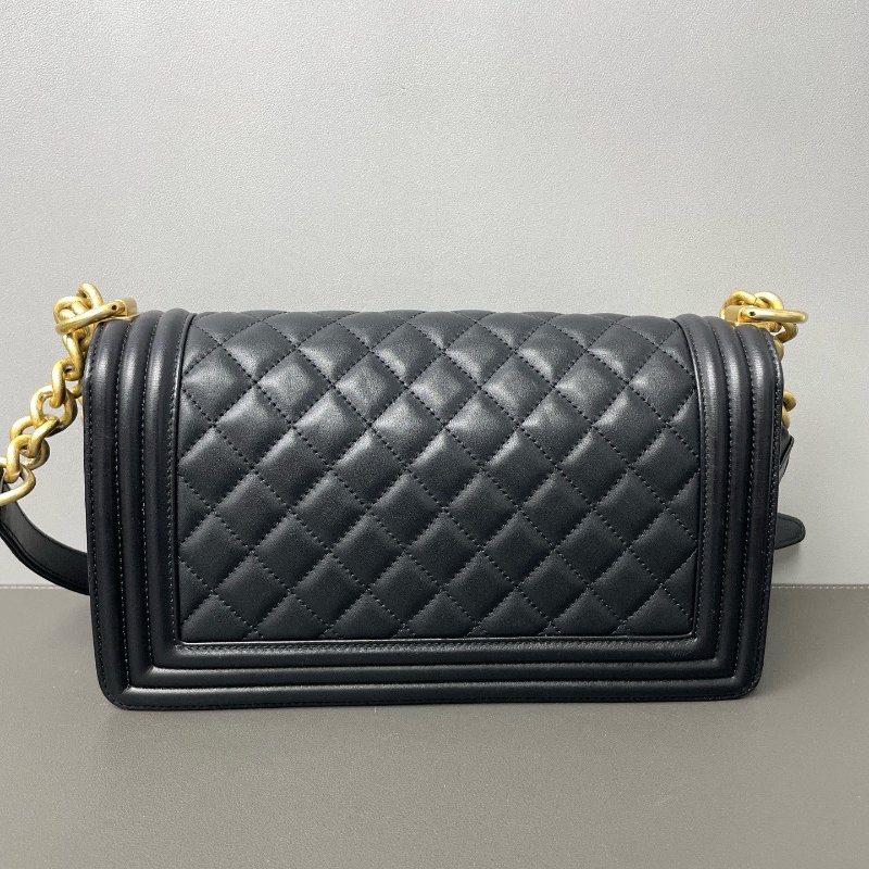 香奈兒/Chanel Leboy 金扣菱格紋簡約經典 小牛皮 肩背斜背包-7