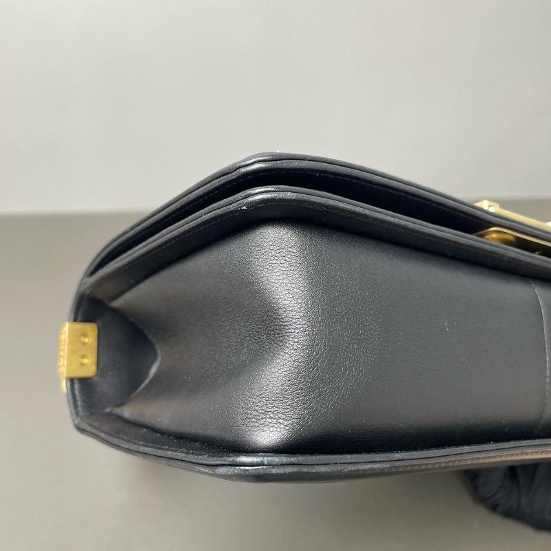 香奈兒/Chanel Leboy 金扣菱格紋簡約經典 小牛皮 肩背斜背包-8