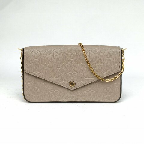 LOUIS VUITTON POCHETTEFELICIE三合一鏈條包灰色牛皮晶片肩背包
