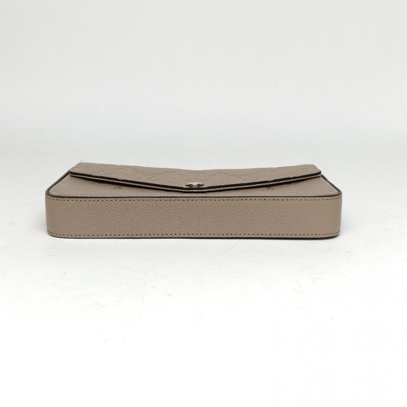 LOUIS VUITTON POCHETTEFELICIE三合一鏈條包灰色牛皮晶片肩背包-4