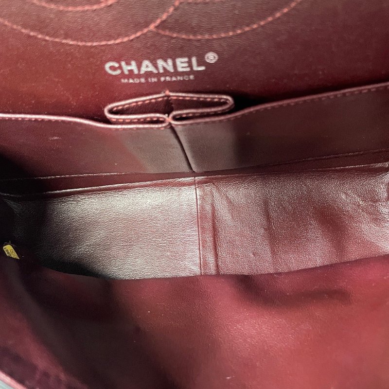 香奈兒/Chanel 2.55 黑銀牛皮肩背斜背鏈條包 經典口蓋設計 頭層牛皮+複古菱格纹-11