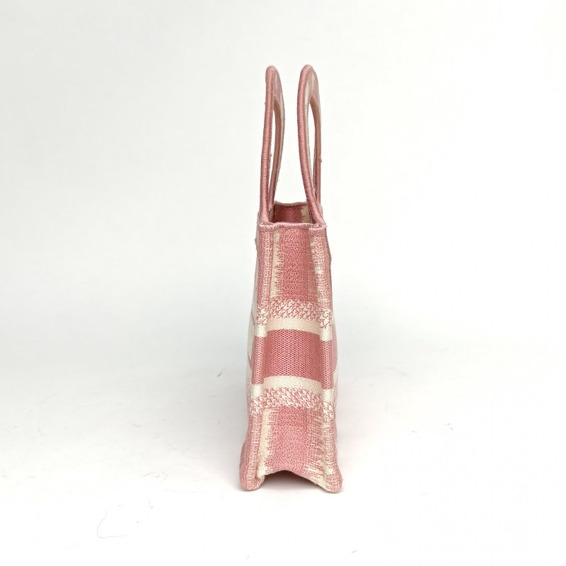 DIOR BookTote迷你21.5粉色帆布無2021條紋刺繡肩背包-1