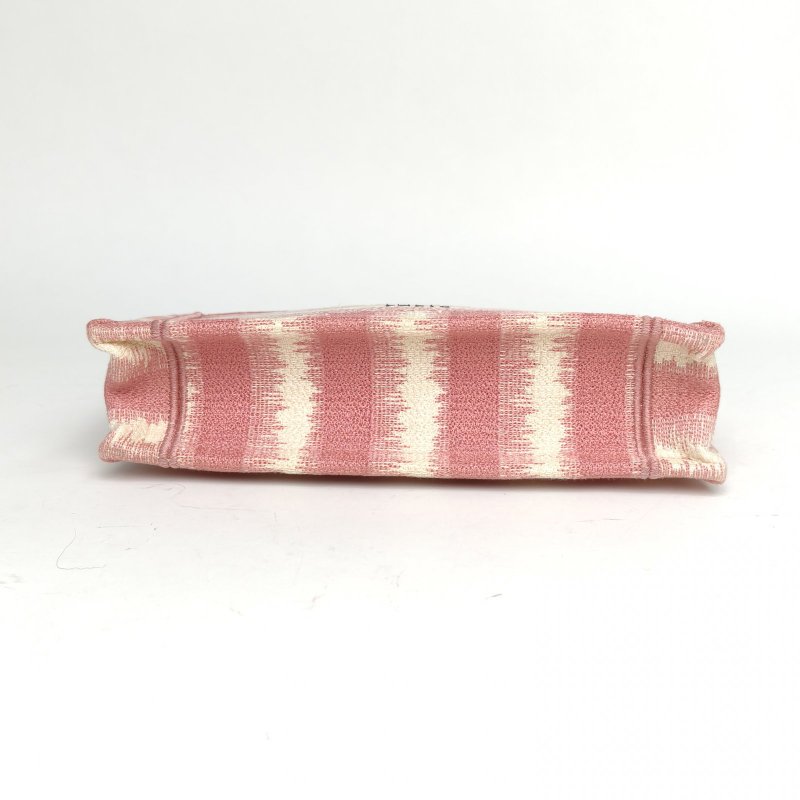 DIOR BookTote迷你21.5粉色帆布無2021條紋刺繡肩背包-4