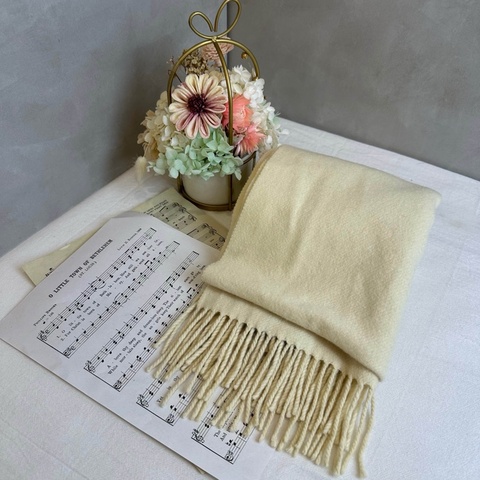 【赫蒂國際精品】Chloe 克羅伊 淺乳白色 奶油色 純色百搭圍巾 vintage
