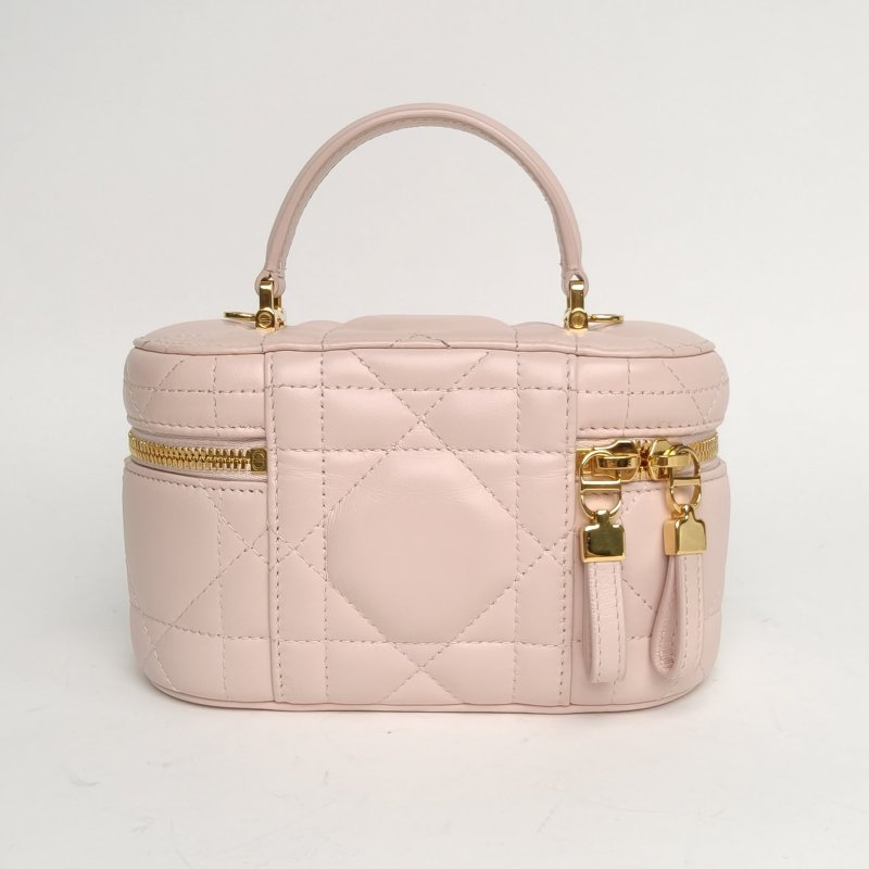 DIOR 粉色羊皮金扣202430MontaigneCaro化妝包肩背包-2
