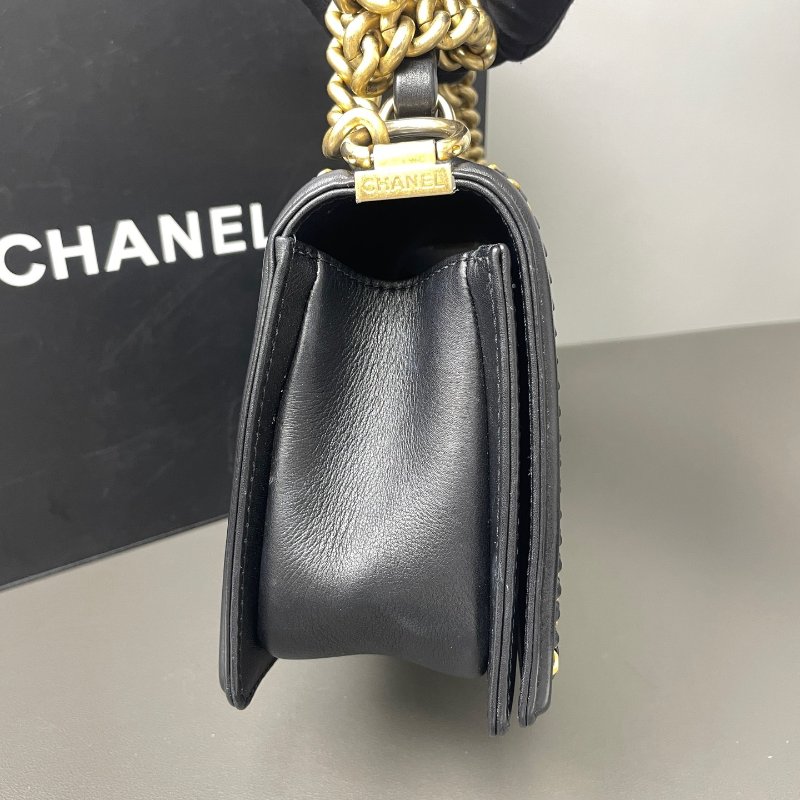 香奈兒/Chanel 黑金中號Leboy宮廷限量手柄款 滾邊鏈條 經典百搭-3