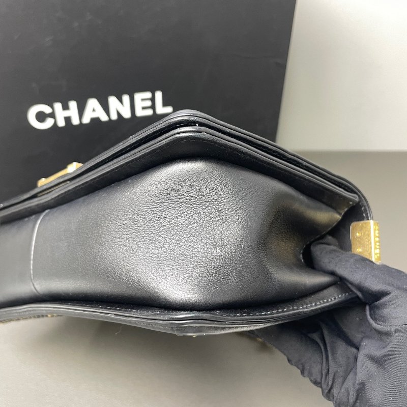 香奈兒/Chanel 黑金中號Leboy宮廷限量手柄款 滾邊鏈條 經典百搭-5