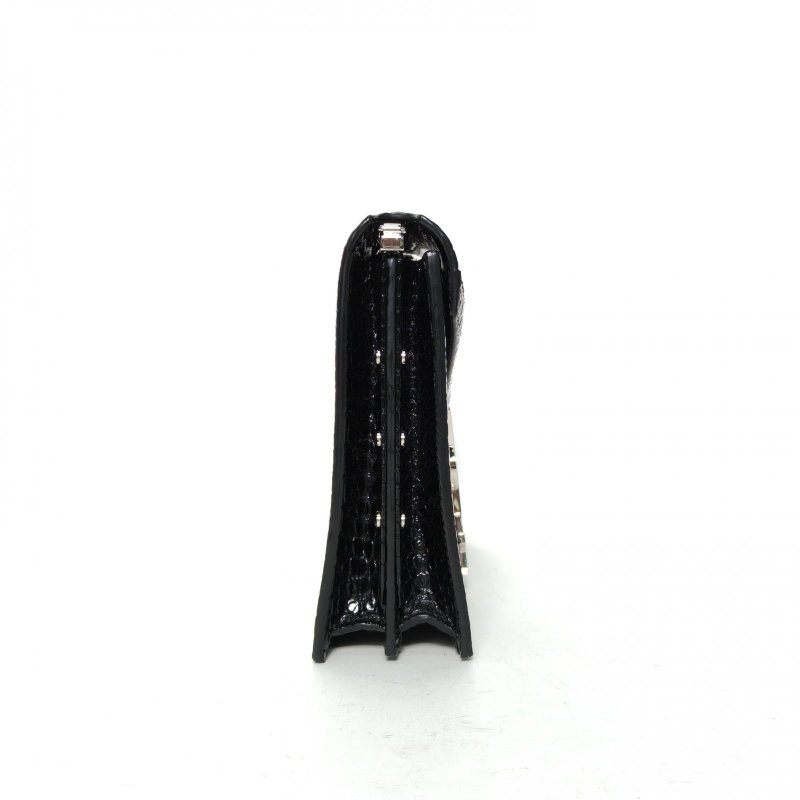 SAINT LAURENT CASSANDRA信封鏈條包22鱷魚壓紋黑色牛皮銀扣肩背包-1