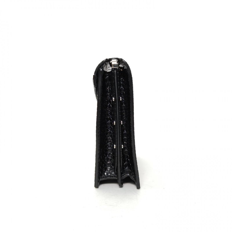 SAINT LAURENT CASSANDRA信封鏈條包22鱷魚壓紋黑色牛皮銀扣肩背包-3