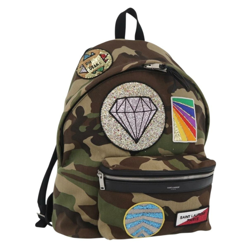 【日本直送】SAINT LAURENT 背包 帆布 卡其色 銀色迷彩 正品 BA10497V-0