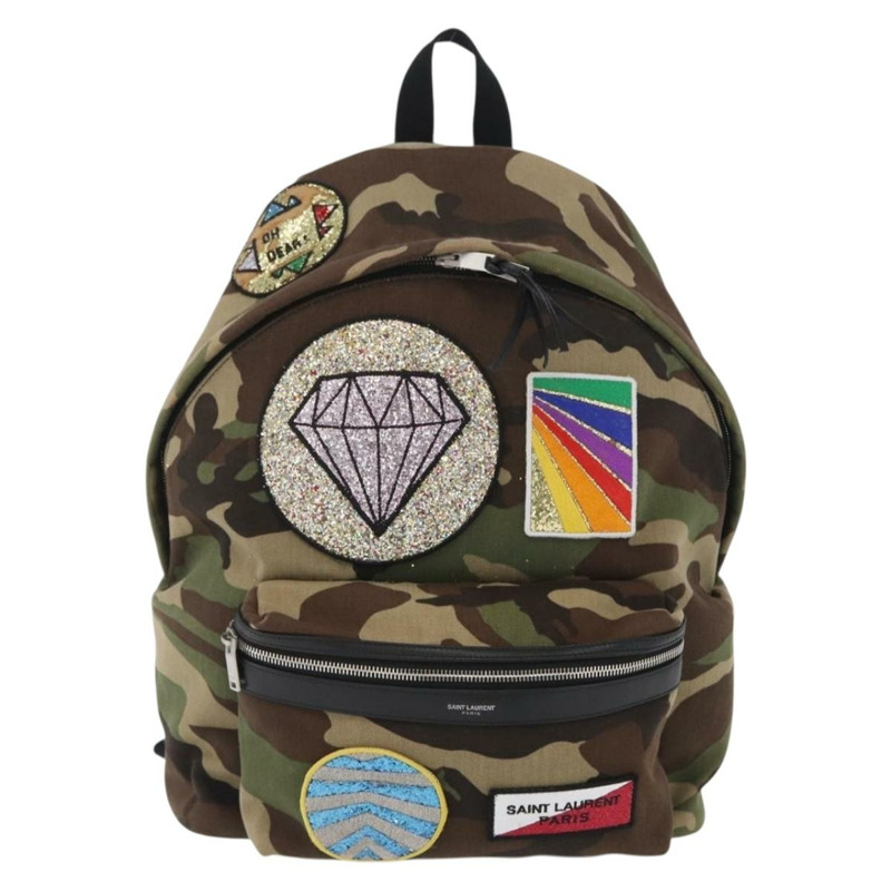 【日本直送】SAINT LAURENT 背包 帆布 卡其色 銀色迷彩 正品 BA10497V-12