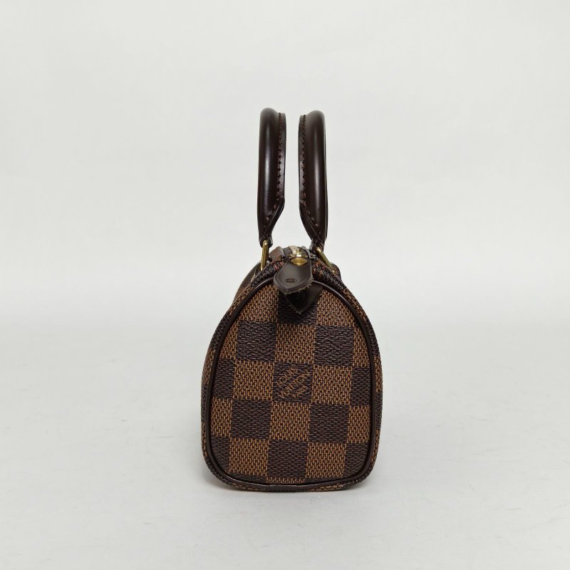 LOUIS VUITTON 棕色棋盤格PVC金扣2009speedymini手提包肩背包-1