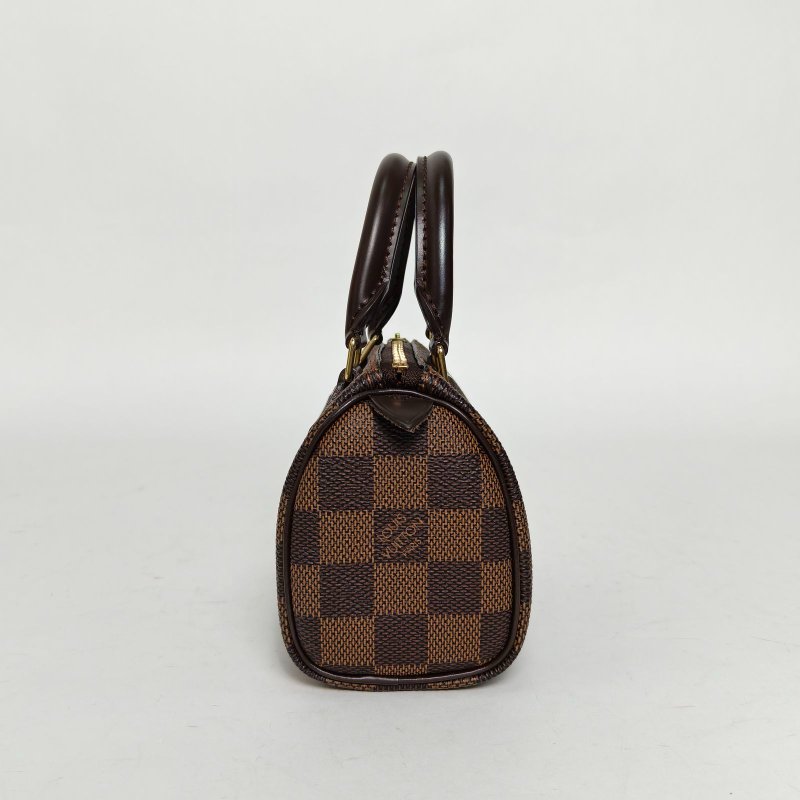LOUIS VUITTON 棕色棋盤格PVC金扣2009speedymini手提包肩背包-3