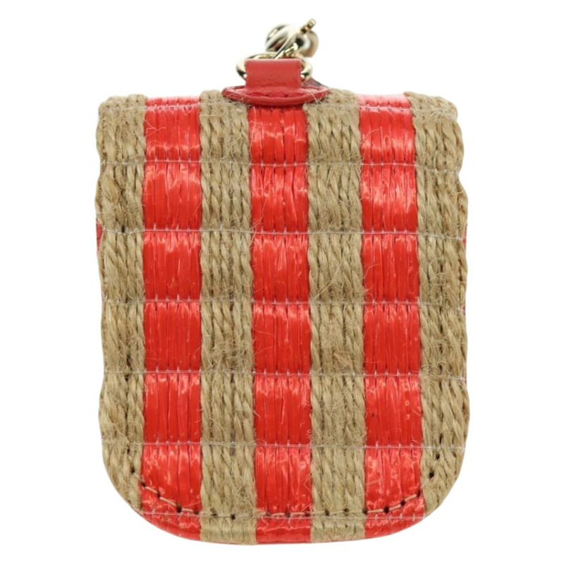 【日本直送】香奈兒 AirPods 保護套頸掛包 拉菲草 紅色 金色 CC 標誌 正品 165839SAM-1