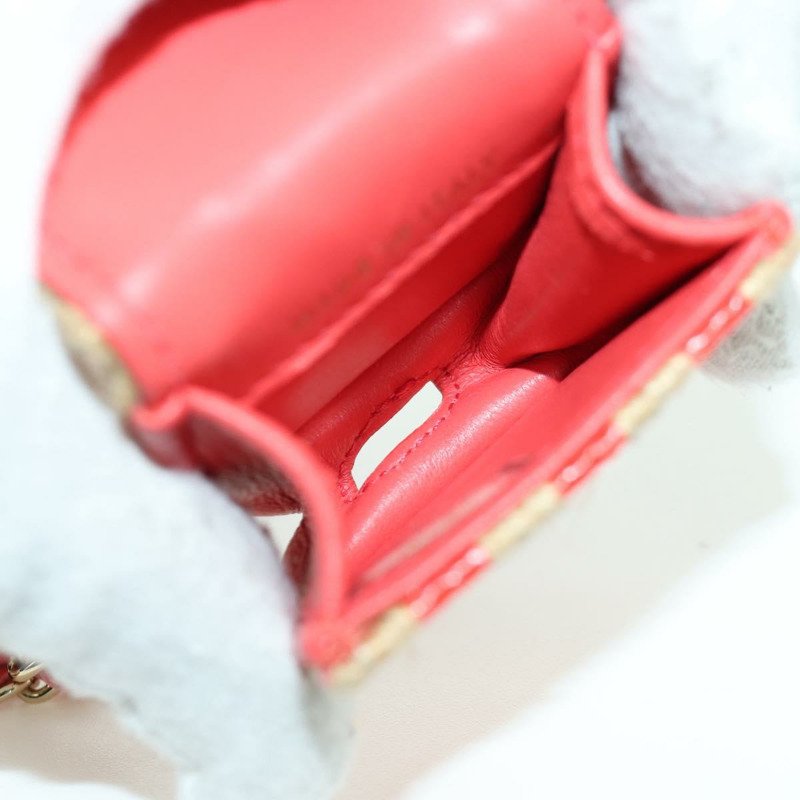 【日本直送】香奈兒 AirPods 保護套頸掛包 拉菲草 紅色 金色 CC 標誌 正品 165839SAM-9