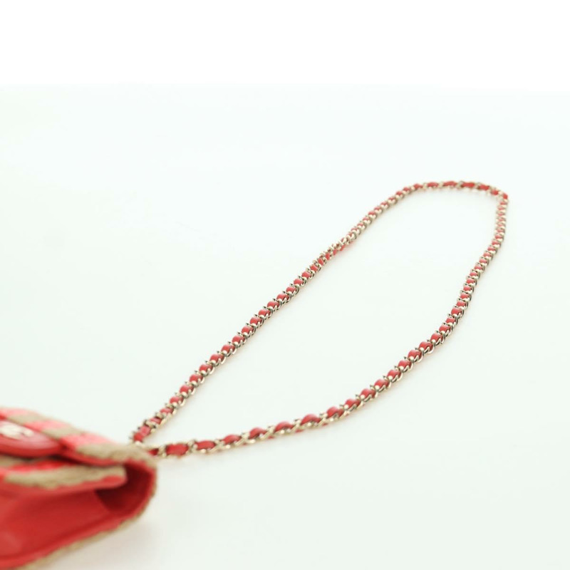 【日本直送】香奈兒 AirPods 保護套頸掛包 拉菲草 紅色 金色 CC 標誌 正品 165839SAM-13