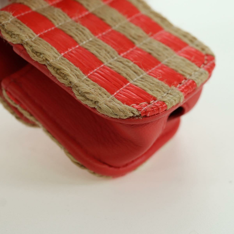 【日本直送】香奈兒 AirPods 保護套頸掛包 拉菲草 紅色 金色 CC 標誌 正品 165839SAM-16