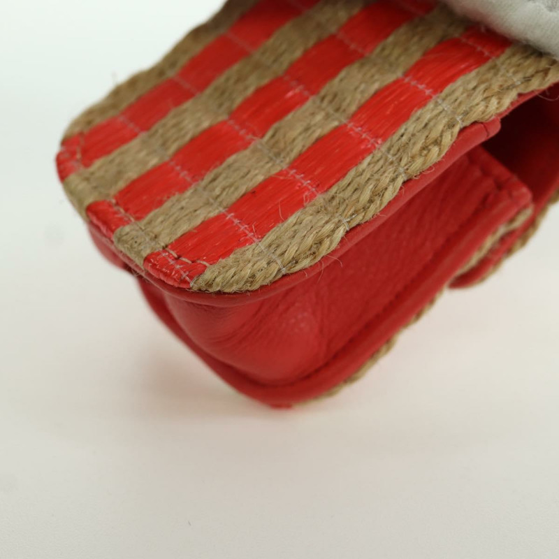 【日本直送】香奈兒 AirPods 保護套頸掛包 拉菲草 紅色 金色 CC 標誌 正品 165839SAM-17