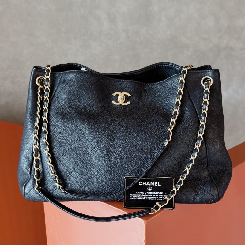 香奈兒/Chanel 黑金牛皮托特包-5