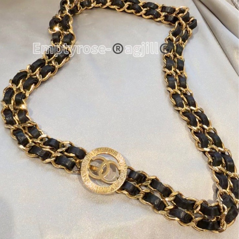 CHANEL 皮穿鏈黑金鏤空雕花 - 項鏈 腰鏈 🥨-0