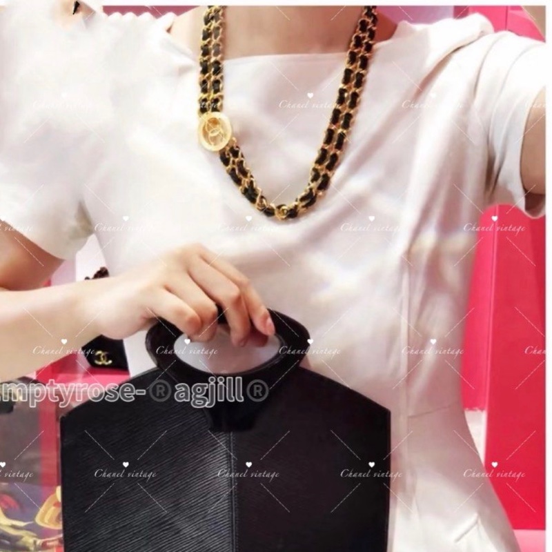 CHANEL 皮穿鏈黑金鏤空雕花 - 項鏈 腰鏈 🥨-1