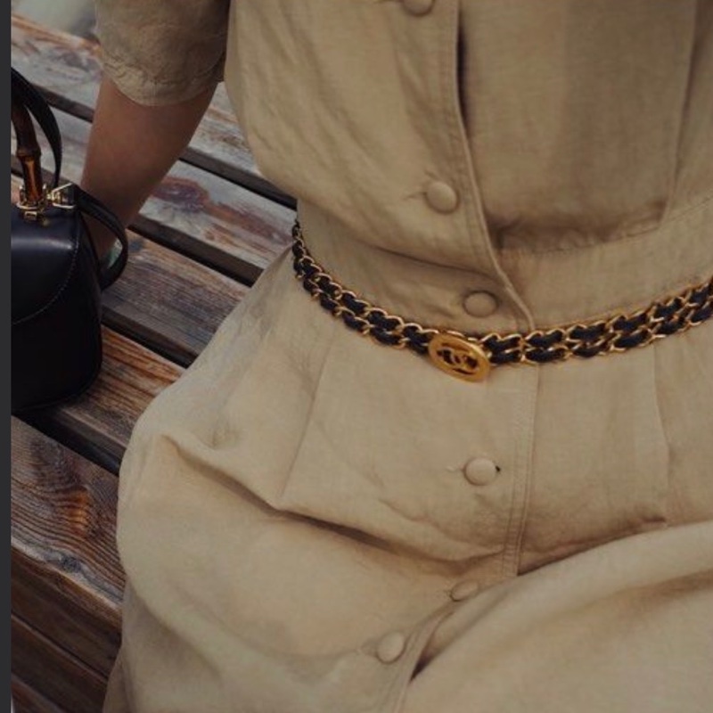 CHANEL 皮穿鏈黑金鏤空雕花 - 項鏈 腰鏈 🥨-2