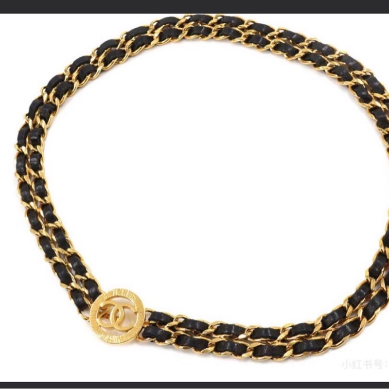 CHANEL 皮穿鏈黑金鏤空雕花 - 項鏈 腰鏈 🥨-3