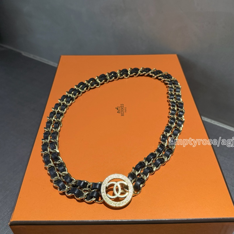CHANEL 皮穿鏈黑金鏤空雕花 - 項鏈 腰鏈 🥨-5