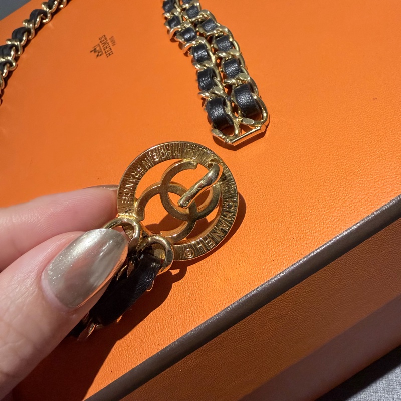CHANEL 皮穿鏈黑金鏤空雕花 - 項鏈 腰鏈 🥨-9