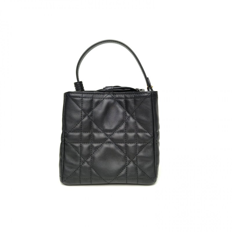 DIOR Nolita花朵吊飾燒麥包黑色牛皮金扣2025肩背包-2