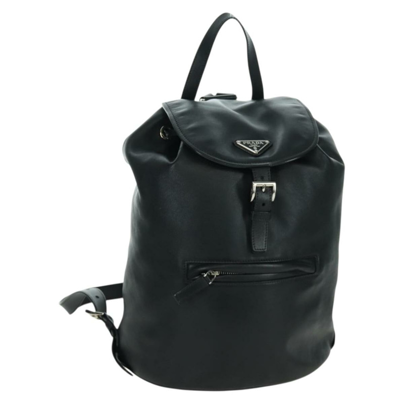 【日本直送】PRADA 黑色金色皮革雙肩包 正品 am10852SAV-0
