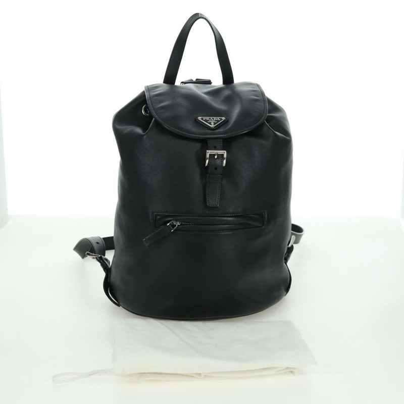 【日本直送】PRADA 黑色金色皮革雙肩包 正品 am10852SAV-11
