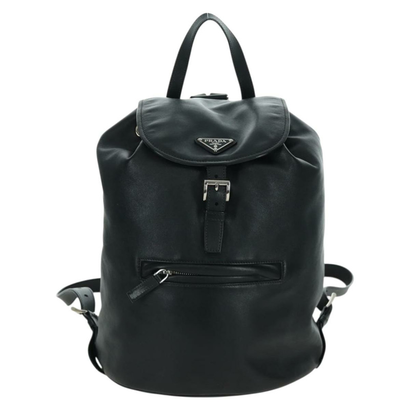 【日本直送】PRADA 黑色金色皮革雙肩包 正品 am10852SAV-12