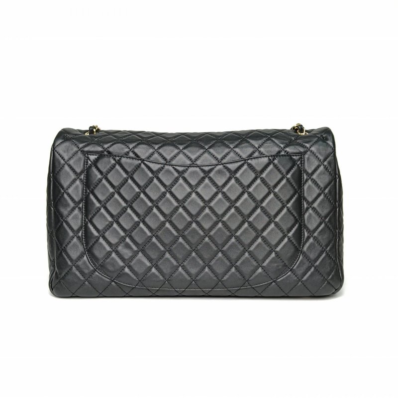CHANEL CF系列黑金超大號機場包黑色黑色牛皮28開金扣肩背包-2