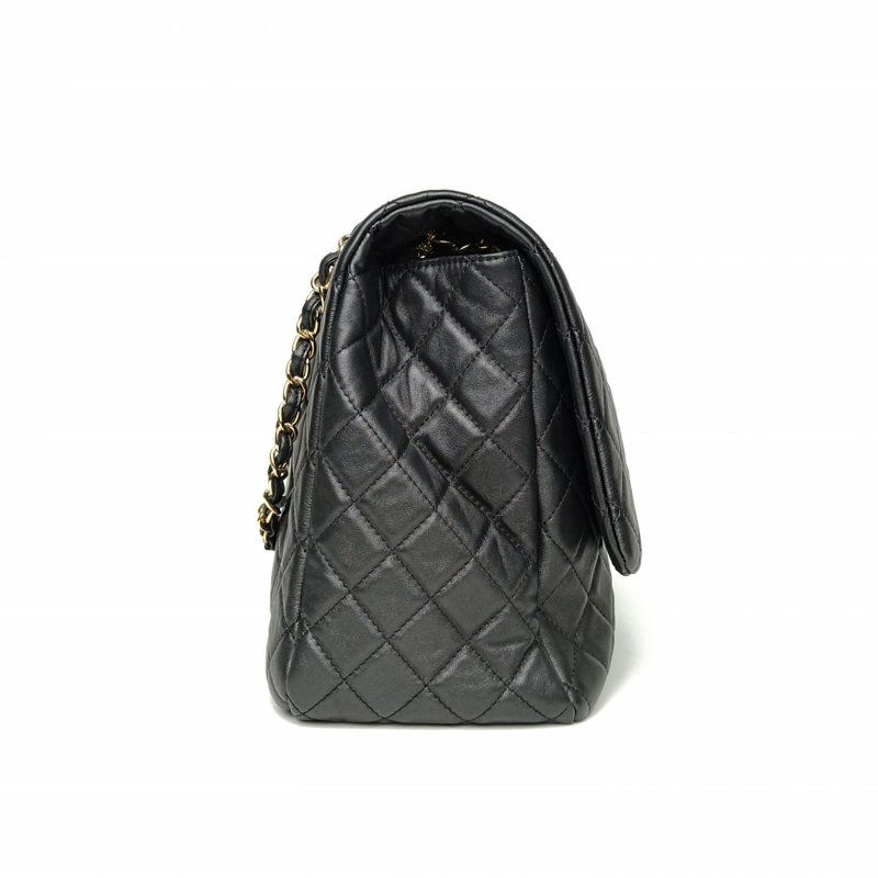 CHANEL CF系列黑金超大號機場包黑色黑色牛皮28開金扣肩背包-3