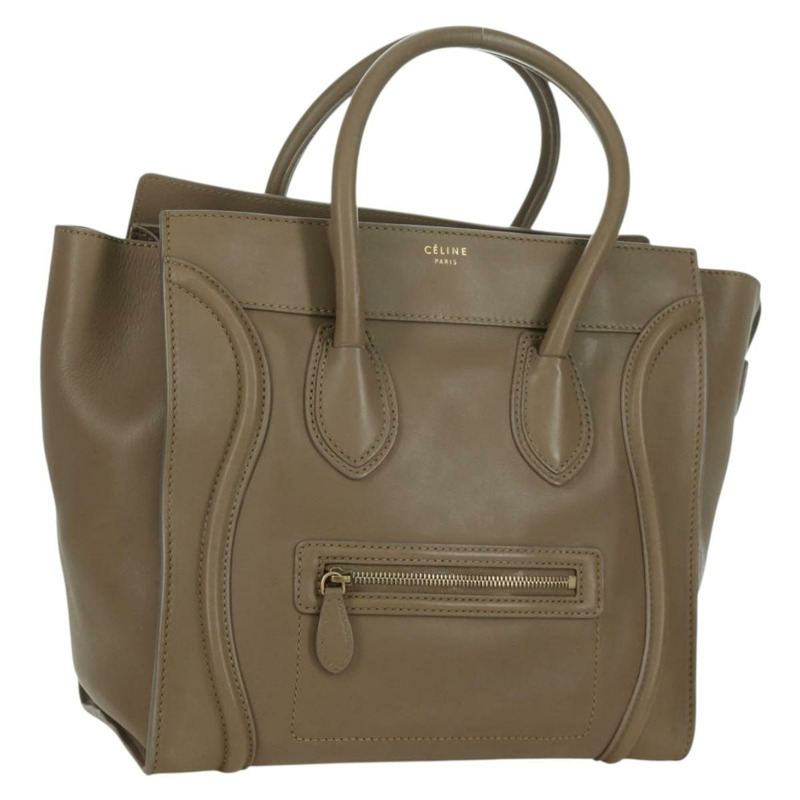 【日本直送】CELINE Luggage Mini Shopper 手提包，皮革材質，米色/金色，正品，貨號 172891M-0