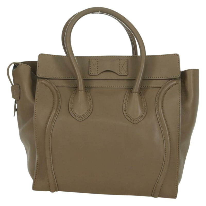 【日本直送】CELINE Luggage Mini Shopper 手提包，皮革材質，米色/金色，正品，貨號 172891M-1