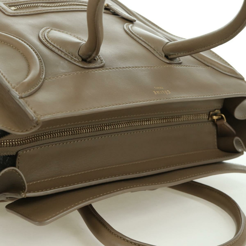 【日本直送】CELINE Luggage Mini Shopper 手提包，皮革材質，米色/金色，正品，貨號 172891M-6