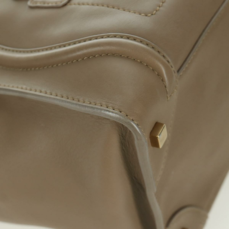 【日本直送】CELINE Luggage Mini Shopper 手提包，皮革材質，米色/金色，正品，貨號 172891M-8