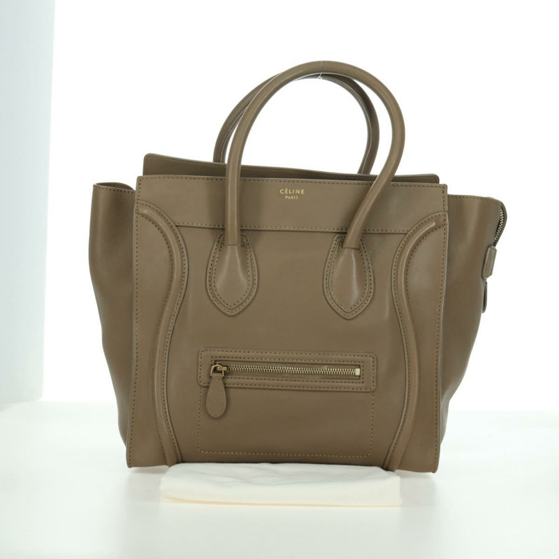 【日本直送】CELINE Luggage Mini Shopper 手提包，皮革材質，米色/金色，正品，貨號 172891M-11