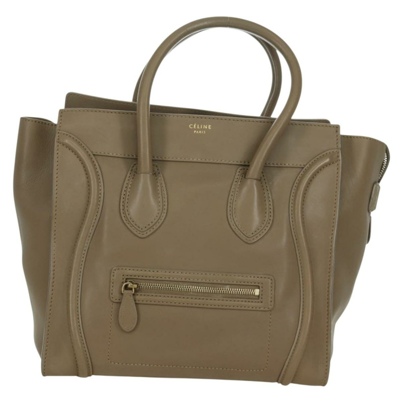 【日本直送】CELINE Luggage Mini Shopper 手提包，皮革材質，米色/金色，正品，貨號 172891M-12