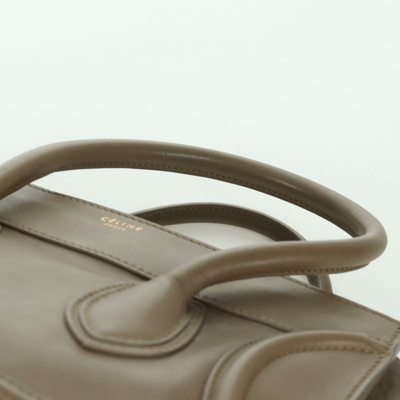 【日本直送】CELINE Luggage Mini Shopper 手提包，皮革材質，米色/金色，正品，貨號 172891M-13
