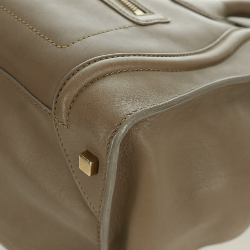 【日本直送】CELINE Luggage Mini Shopper 手提包，皮革材質，米色/金色，正品，貨號 172891M-14