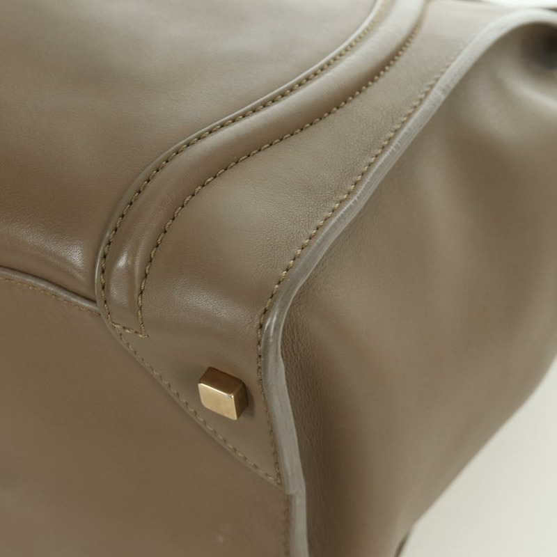 【日本直送】CELINE Luggage Mini Shopper 手提包，皮革材質，米色/金色，正品，貨號 172891M-16