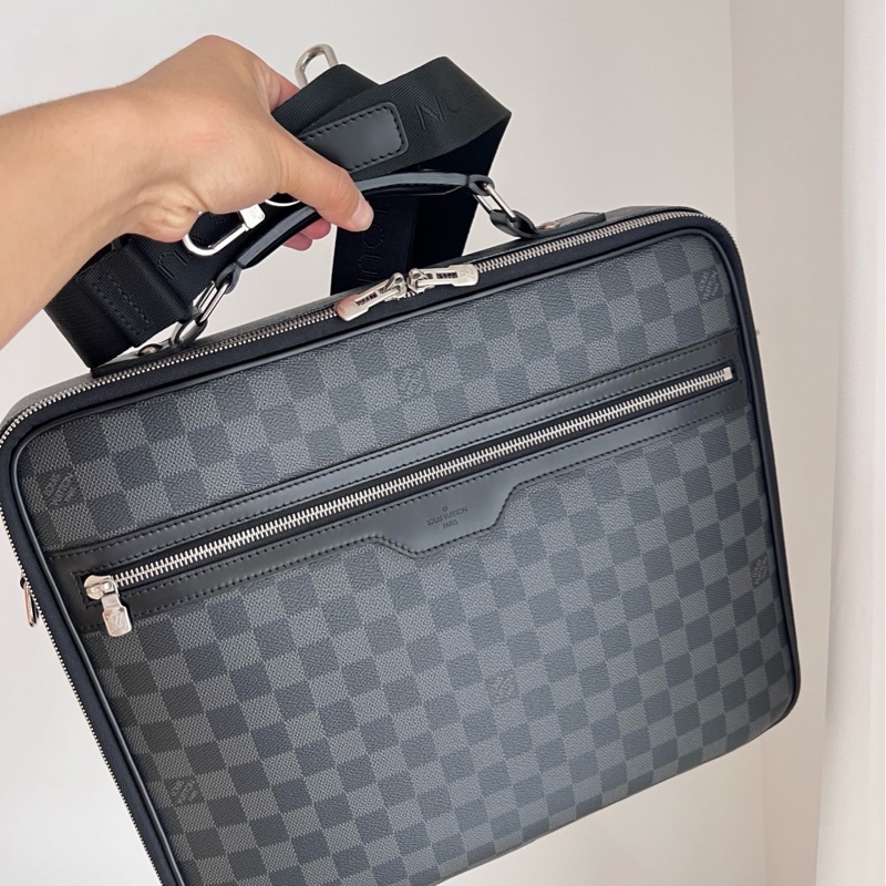99新 Louis Vuitton 路易威登 黑棋盤格 公文包 電腦包 尺寸38*31。-2