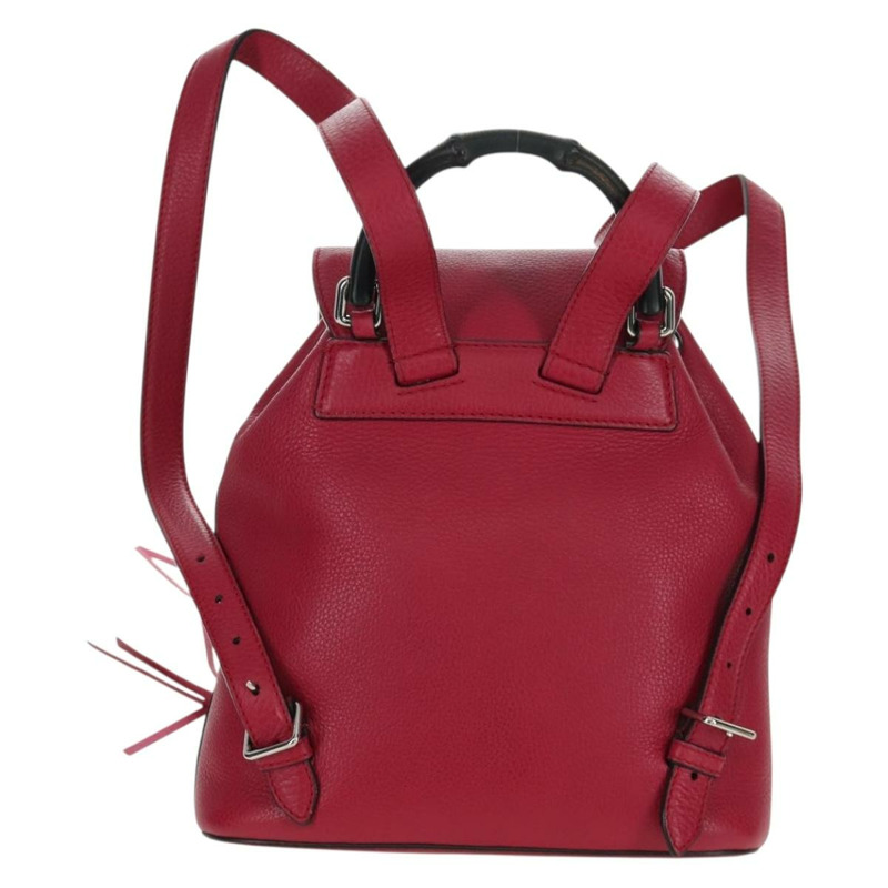 【日本直送】GUCCI 竹節雙肩包 皮革 粉紅色 銀色 387149 正品 171479V-1