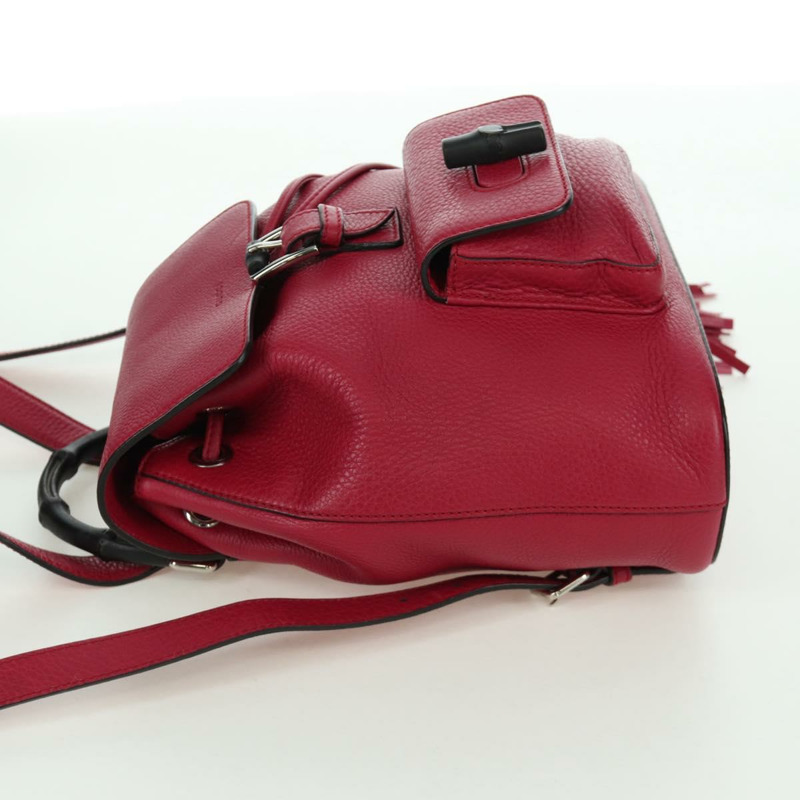 【日本直送】GUCCI 竹節雙肩包 皮革 粉紅色 銀色 387149 正品 171479V-2