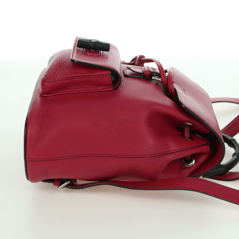 【日本直送】GUCCI 竹節雙肩包 皮革 粉紅色 銀色 387149 正品 171479V-3